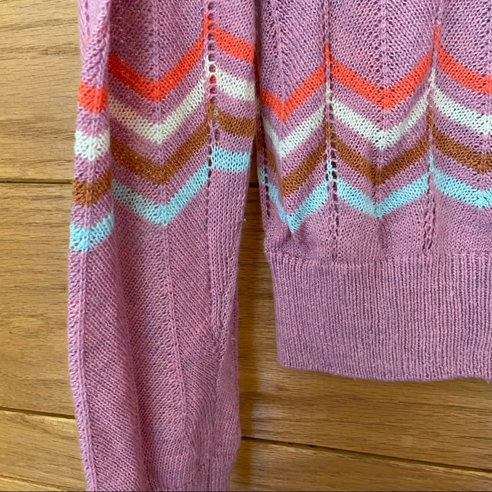 Heartloom pink open knit chevron sweater - Picture 3 of 6